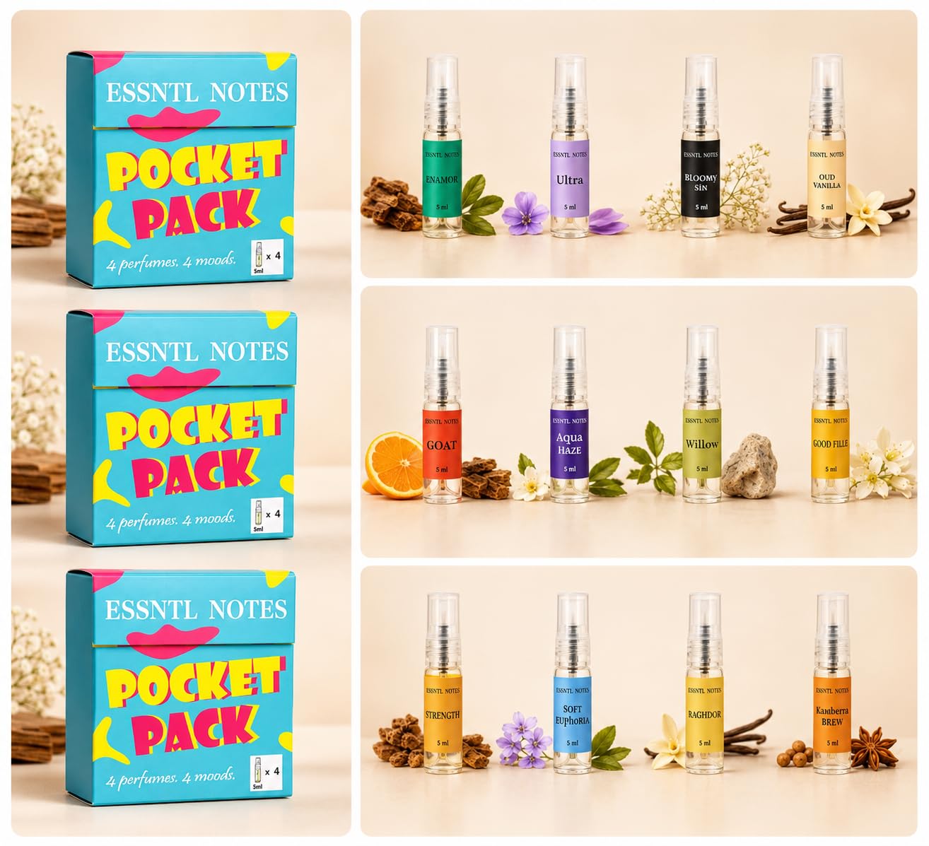 3 Pocket Pack Unisex Mini Perfume Combo, 12 Fragrances x 5ml | 12 Unisex Fragrances, 3 Pocket Packs, Travel Friendly, 25% Oil Concentration-picture-44