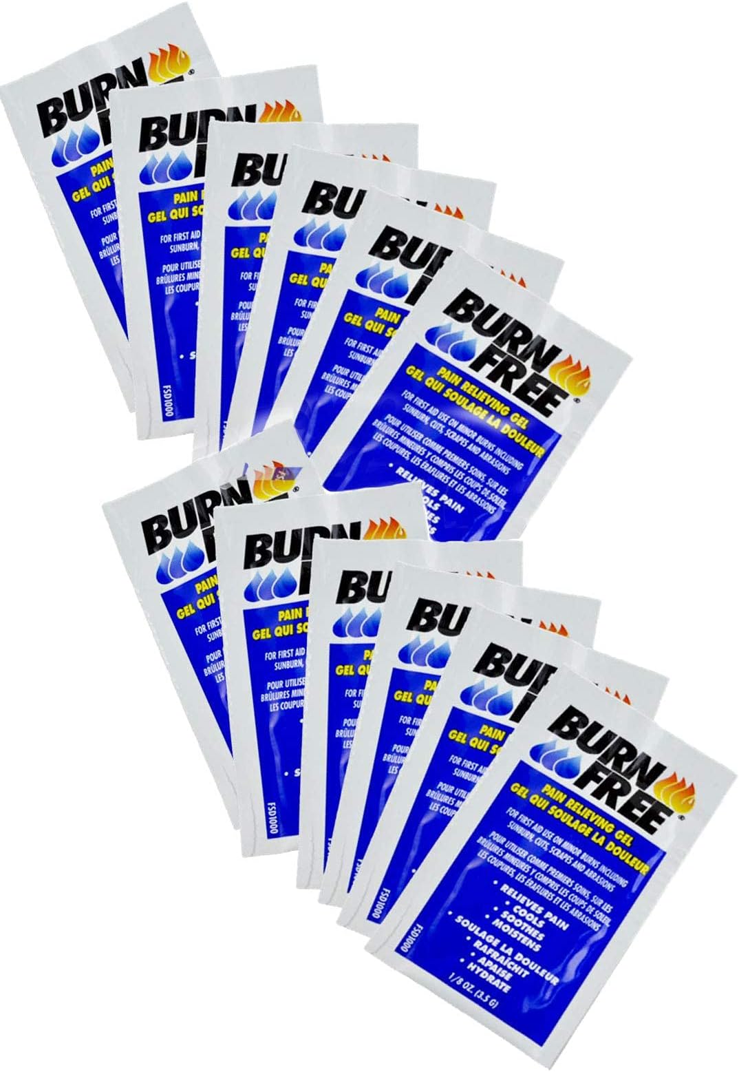 Burn Free Pain Relieving Gel Single Use Packet 12 Pack
