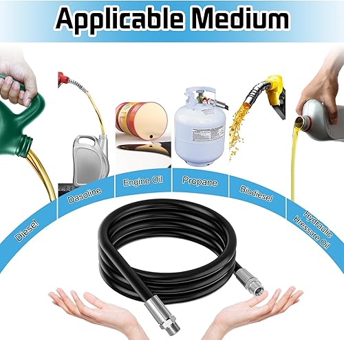 Miniatura 8 de Manguera de transferencia de combustible NPT de 34 pulgadas, manguera de tubo de tanque de bomba de transferencia de combustible diesel de 10 pies