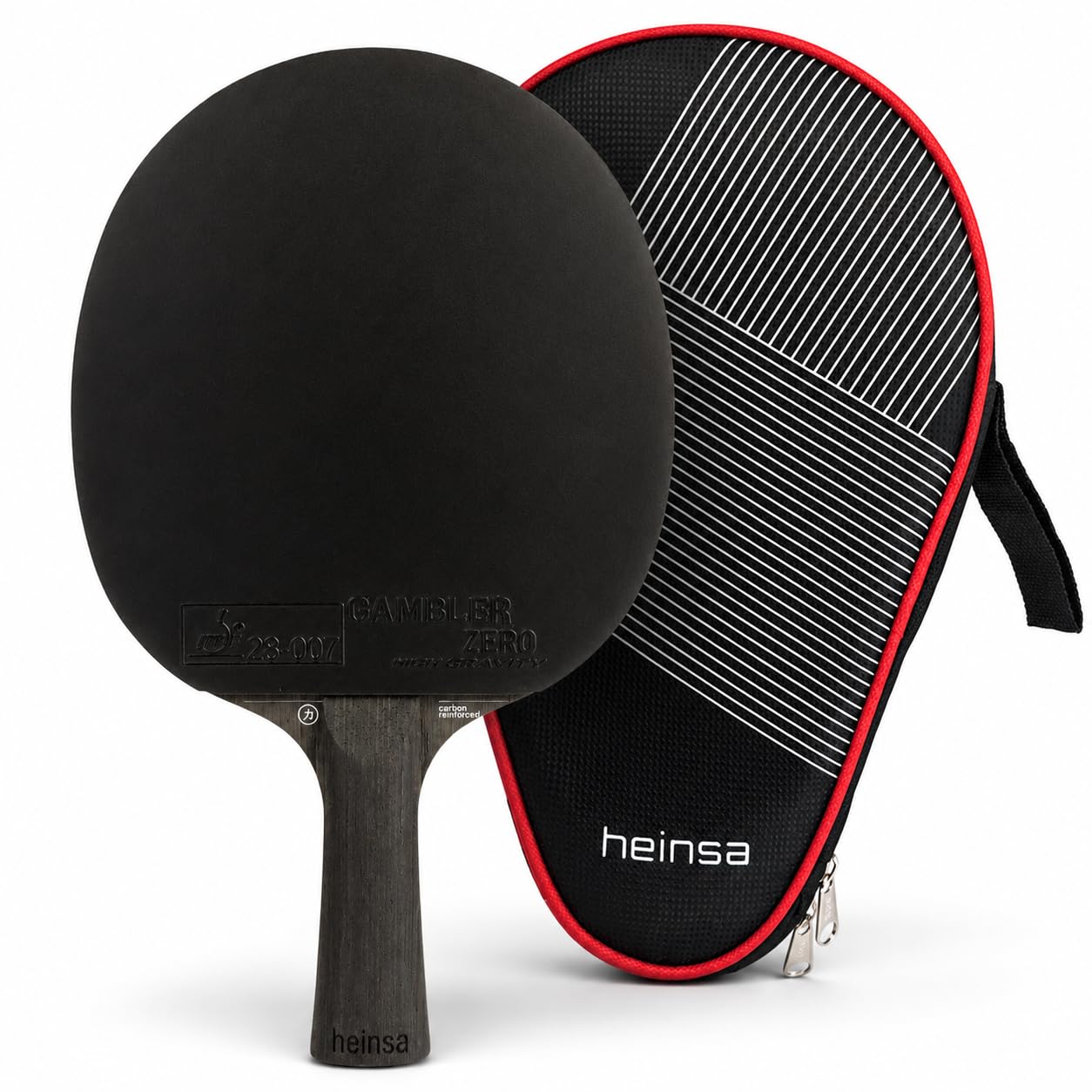 Racchetta da ping pong professionale in carbonio ITTF, approvata Black Edition in noce chiaro, con confezione premium e palline