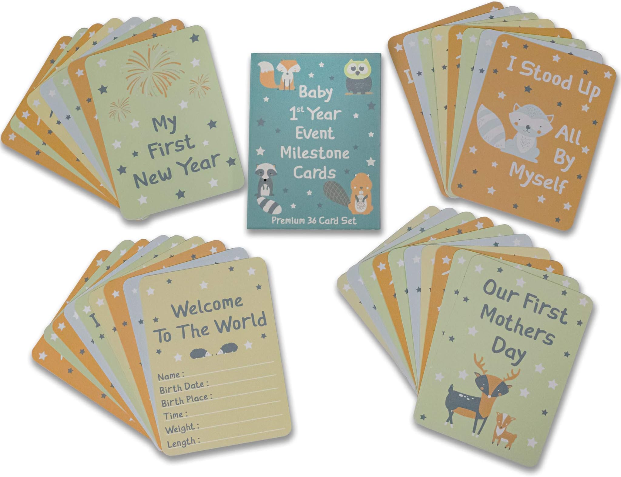 GroWings 36 Card Set of Baby Milestone Cards + Weekly & Monthly Props for Baby