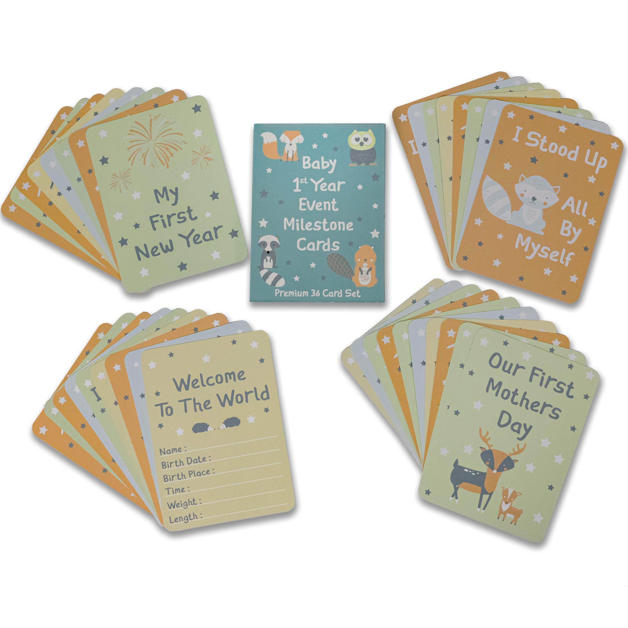 GroWings 36 Card Set of Baby Milestone Cards + Weekly & Monthly Props for Baby