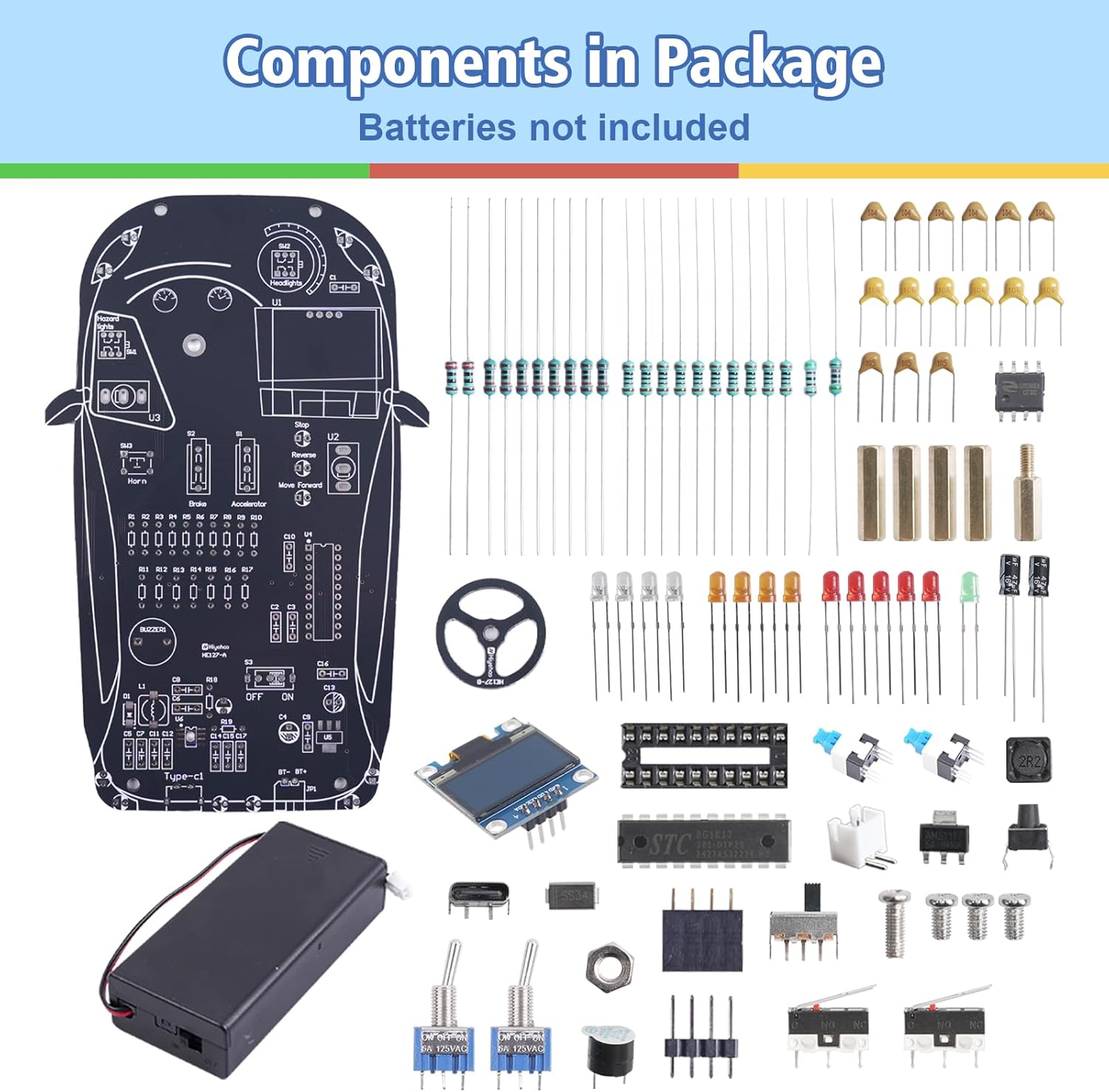 MIOYOOW Car Driving Simulator Soldering Kit, STEM DIY Electronic Project with Gear Shifting, Lights & OLED Display, Educational Solder Practice Kit for School Learning