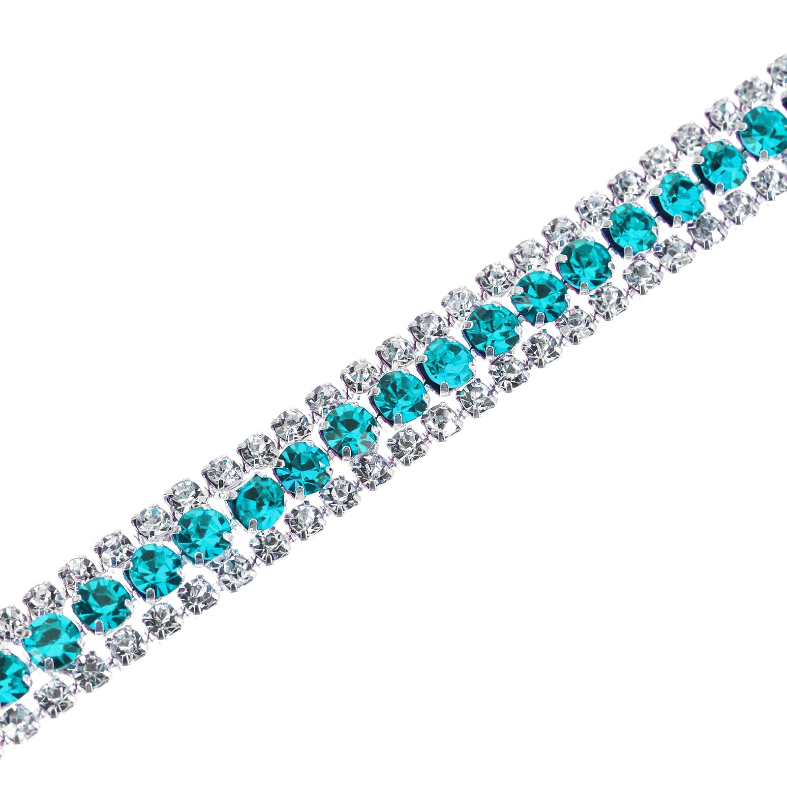Uxcell 10 Yard 2mm Crystal Rhinestone Diamond Close Chain Trim For Sewing Crafts Light Green Gems Light Green Base