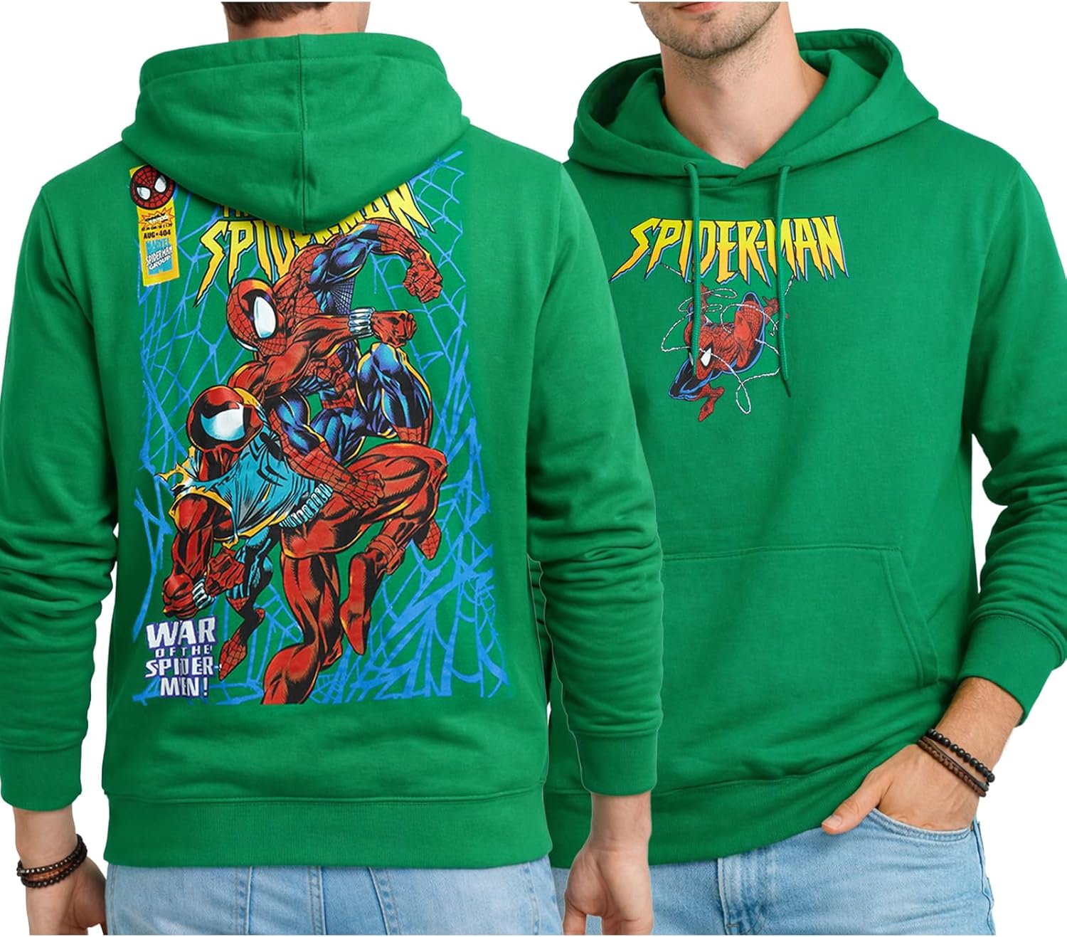 Marvel Spider-Man Mens Graphic Hoodies - Breathable Soft Fleece Cotton-Blend Pullover Sweatshirt Hoodies for Men