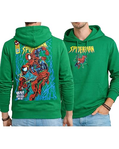 Marvel Spider-Man Mens Graphic Hoodies - Breathable Soft Fleece Cotton-Blend