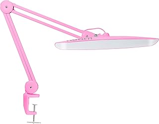Neatfi XL 2,200 Lumens LED Desk Lamp with Clamp, 24W Bright, 50CM Wide LED Lamps, 4 Level Brightness, Dimmable, Eye-Caring, Desk Light for Bedroom & Office (Non-CCT with Clamp, Pink)