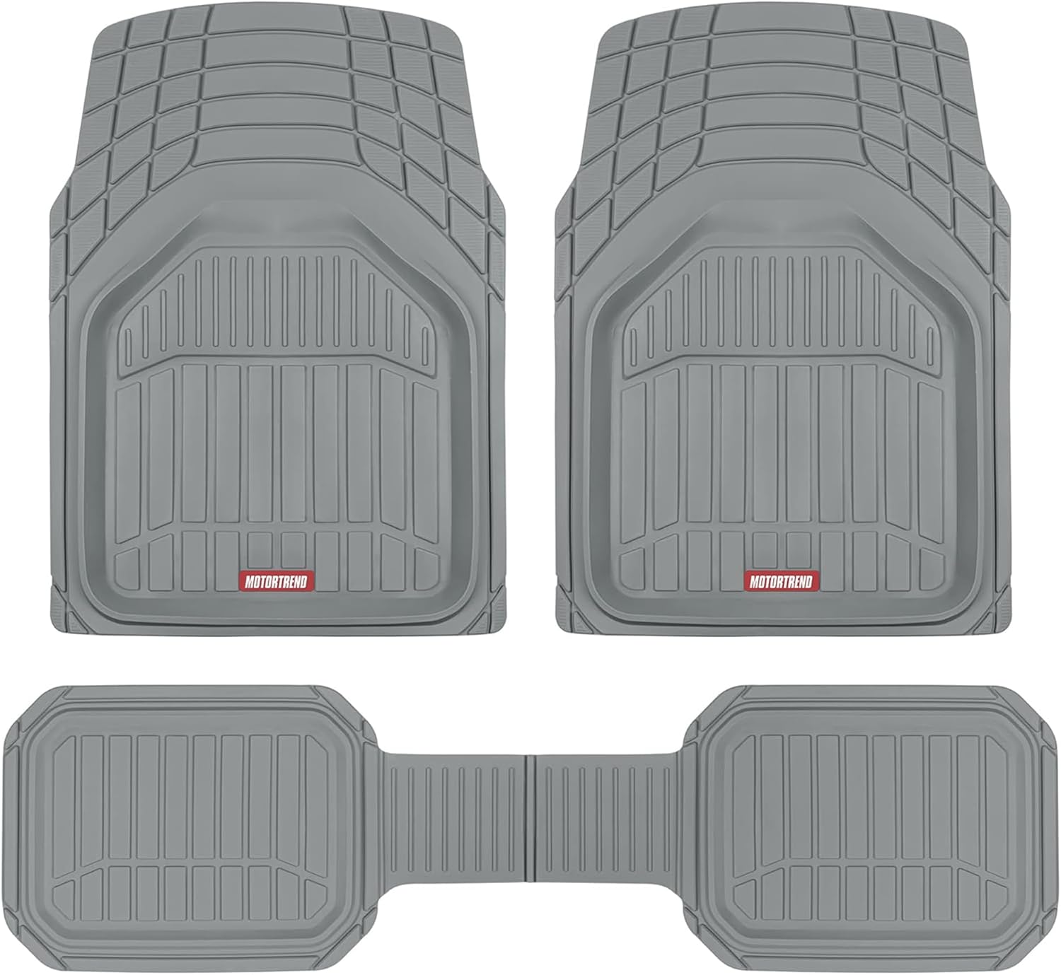 Motor Trend 943-GR FlexTough Defender Car Floor Mats -Next Generation Deep Dish Heavy Duty Contour Liners for Car SUV Truck & Van-All Weather Protection, Trim to Fit Most Vehicles Gray