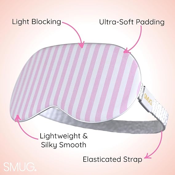 SMUG Satin Sleep Mask - Travel, Night Shift, Sleeping Eye Mask for Women & Men - Soft to Nourish Skin, Reduce Dark Circles - Deep Dream Sleep Aid Eye Cover to Block Out Light - Candy Shop
