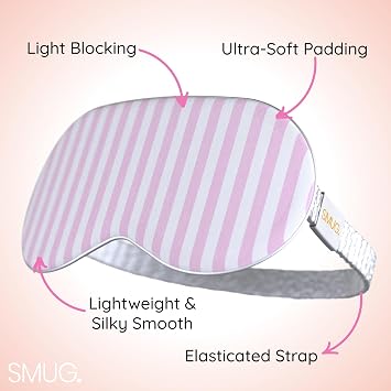 SMUG Satin Sleep Mask - Travel, Night Shift, Sleeping Eye Mask for Women & Men - Soft to Nourish Skin, Reduce Dark Circles - Deep Dream Sleep Aid Eye Cover to Block Out Light - Candy Shop