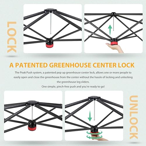 Miniatura 6 de EAGLE PEAK 8x6 Invernadero portátil de entrada con esquinas reforzadas de poliéster, invernadero instantáneo desplegable para interiores y