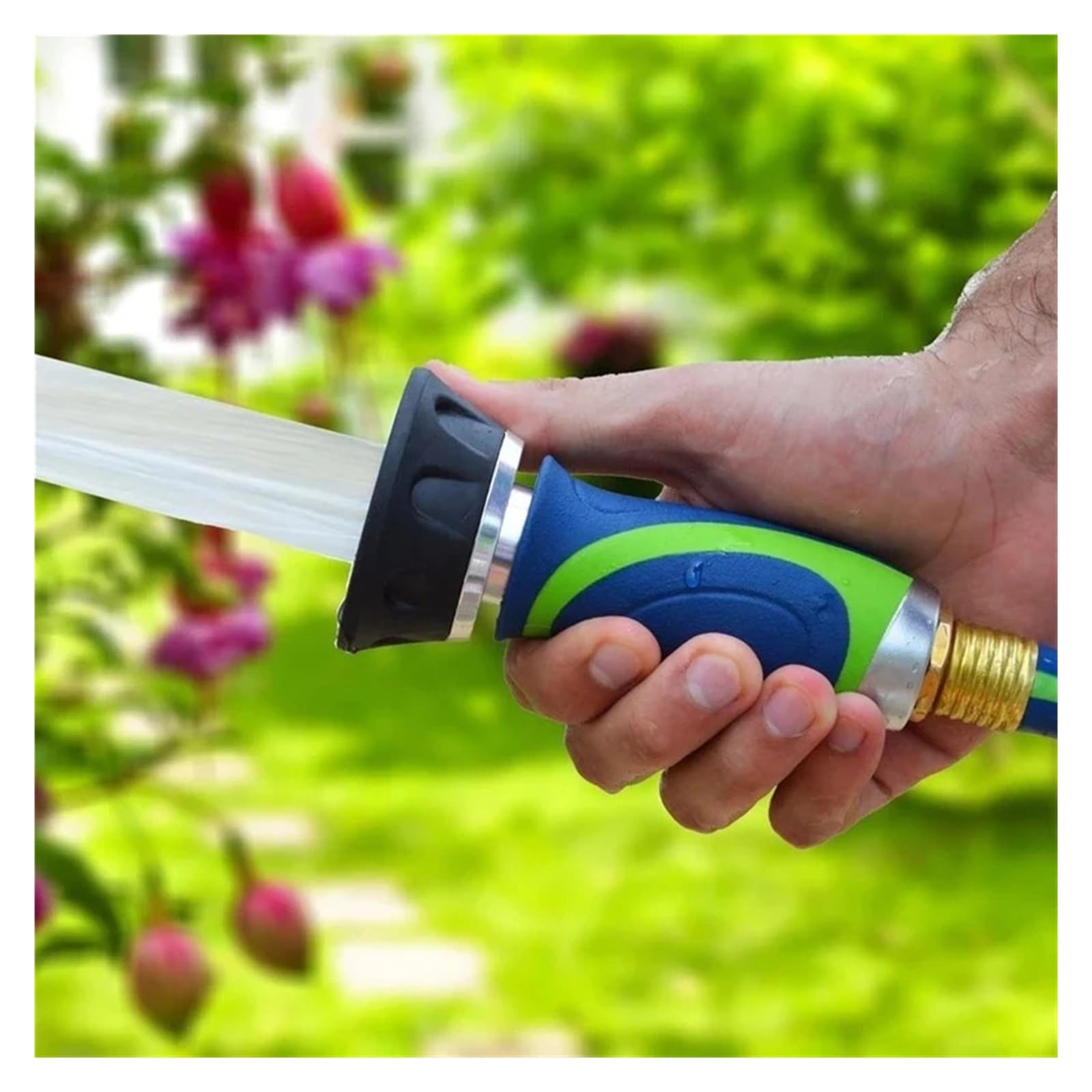 Pistolet d'arrosage avec embout multi-jets, Pulvérisateur de jardin manuel en laiton, noyau métallique, interrupteur rotatif, poignée TPR, débit variable