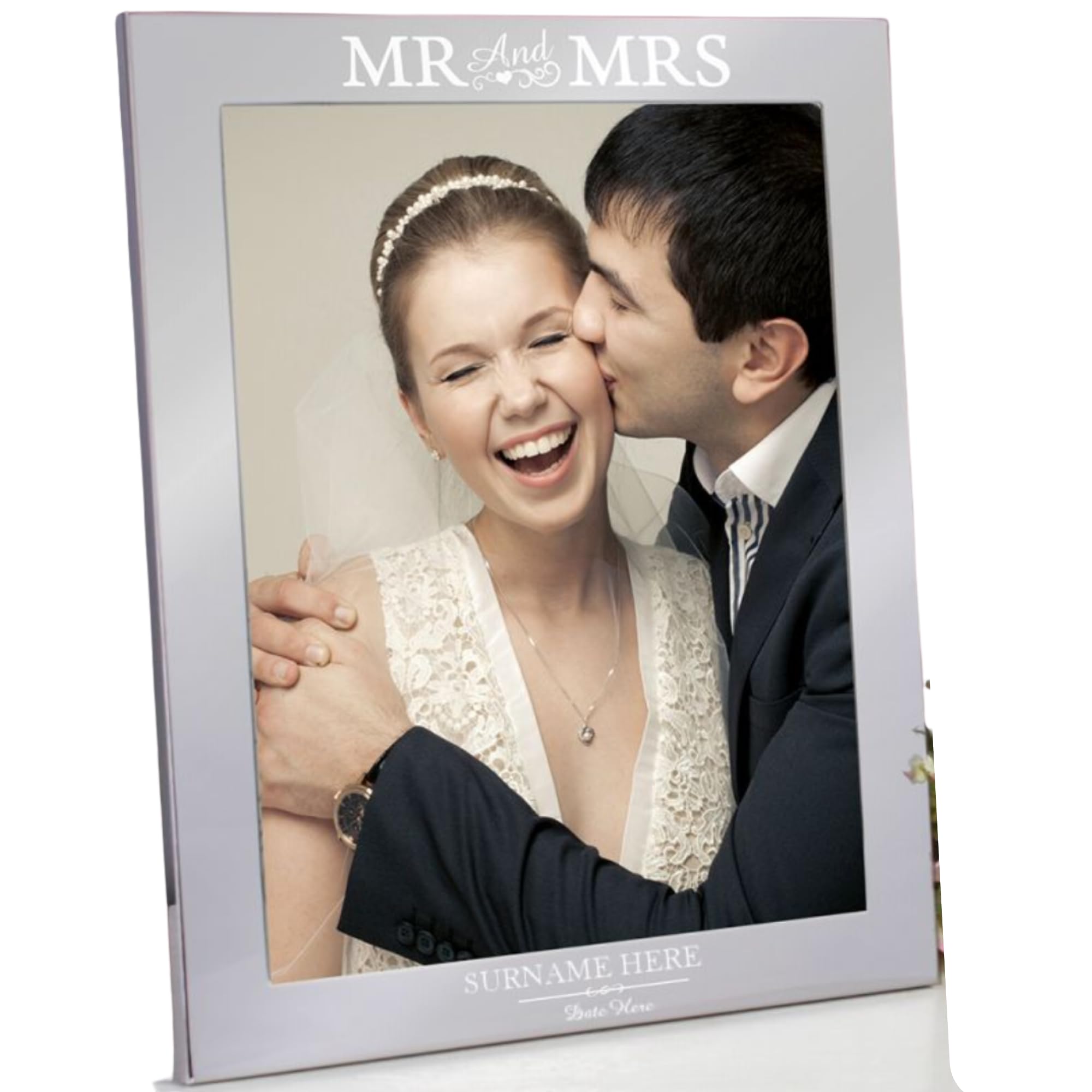Caleli Gifts Siler Personalised Mr And Mrs Photo Frame. Personalised Wedding Picture Frame 10X8