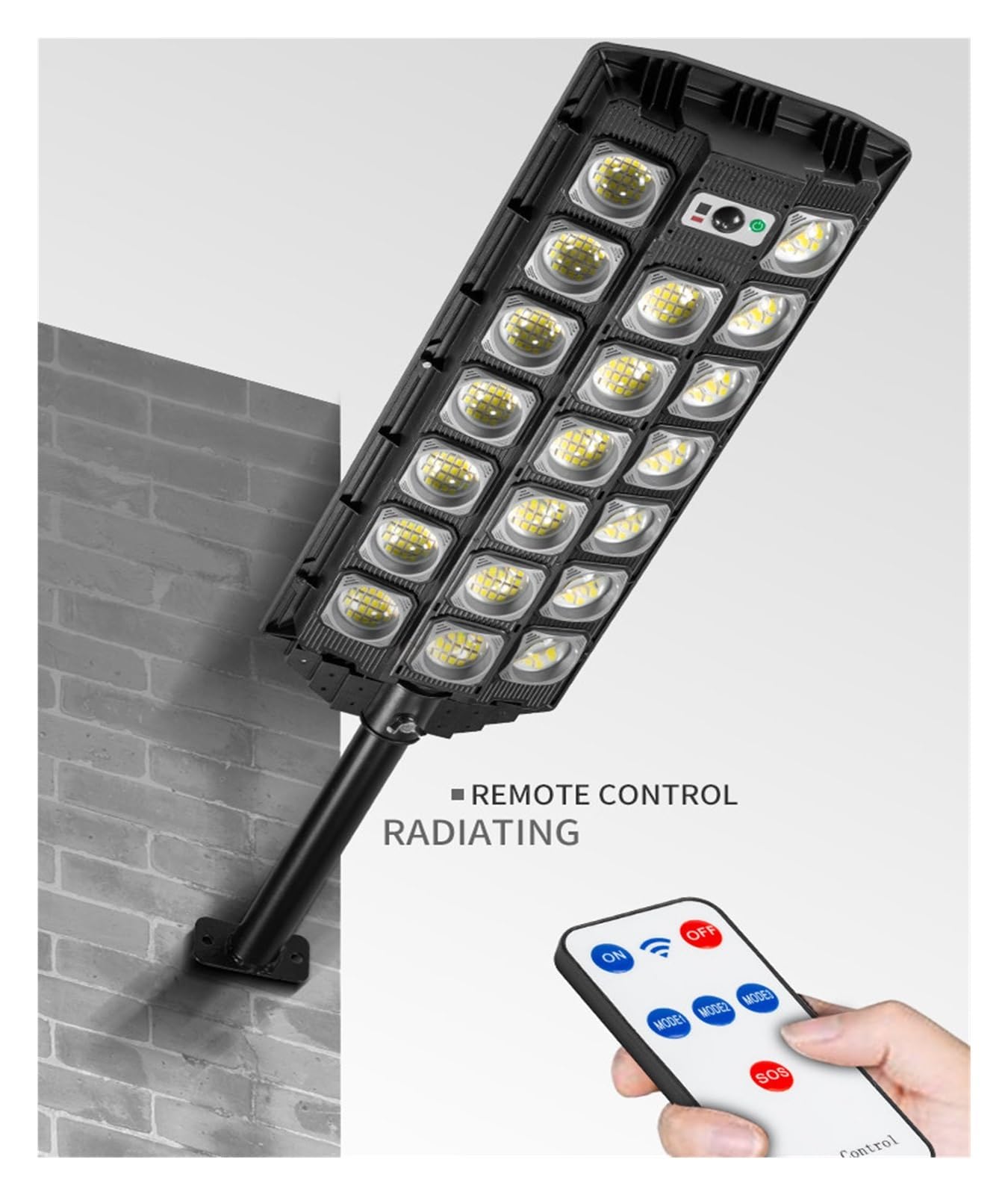 Zewnętrzna lampa solarna, 1000000 lumenów 713 lampa LED Solar Street Light Oświetlenie zewnętrzne Ścieżka ogrodowa Yard IP65 Wodoodporne światła zdalnie sterowane(208 LED 3000mAh)