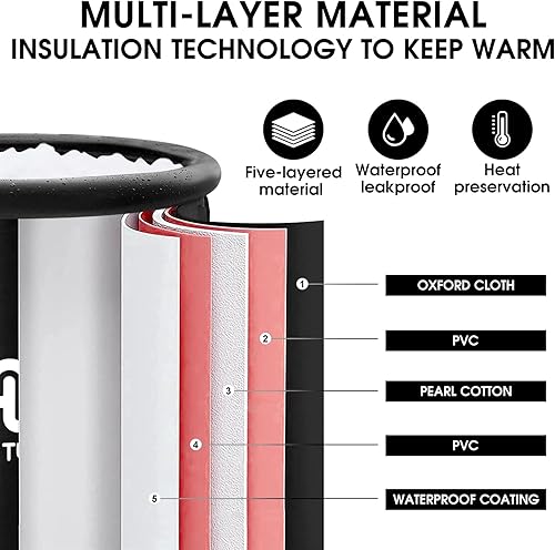 Miniatura 3 de Bañera plegable portátil para adultos, bañera de hidromasaje, bañera plegable independiente para el hogar, bañera de hidromasaje con cojín (31.5 x