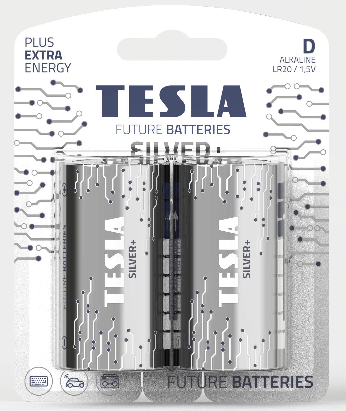 Alkaline Battery D (Lr20, Large Single Cell, Blister) 2 Pcs Silver 8594183392387