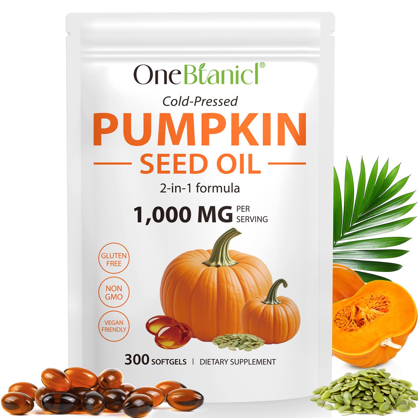Pumpkin Seed Oil Capsules-Pumpkin Seed Oil for Hair Growth | Cold Pressed Essential Fatty Acids & Phytosterols | Supports Hair, Urinary,Bladder & Prostate Health