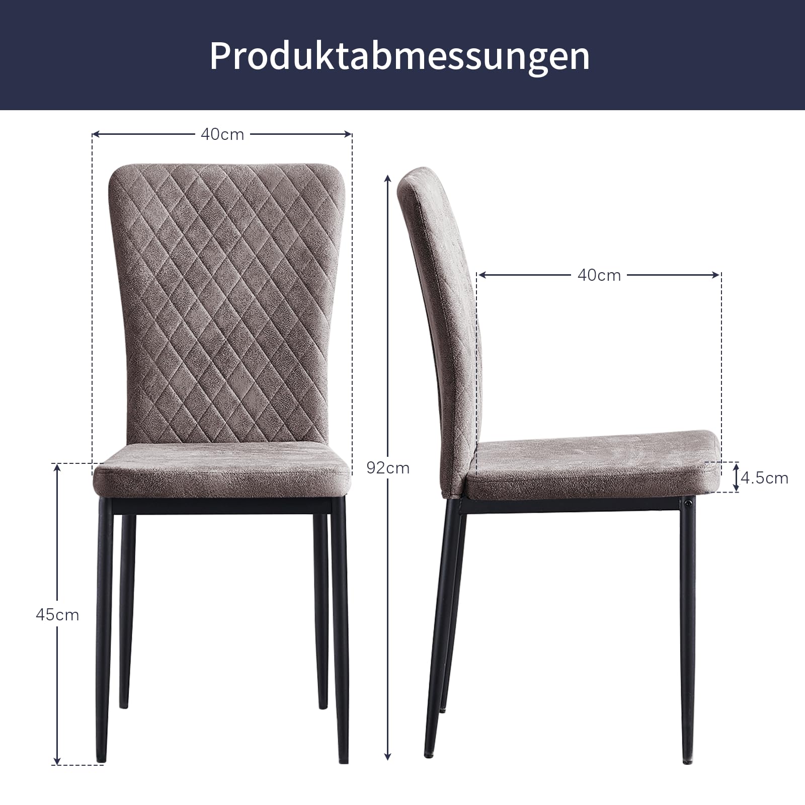 Sedie da soggiorno con rivestimento in velluto, schienale alto, struttura in metallo cromato e moderno design a griglia per soggiorno, sala conferenze e aule (6, grigio chiaro)