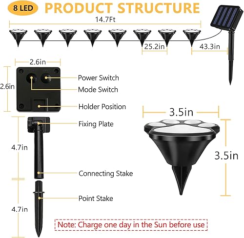 Miniatura 5 de Luces solares de 16.8 pies, tira de luces solares de animales de gato y perro (juego de 8) decoración al aire libre, calienta a tu mascota y haz que