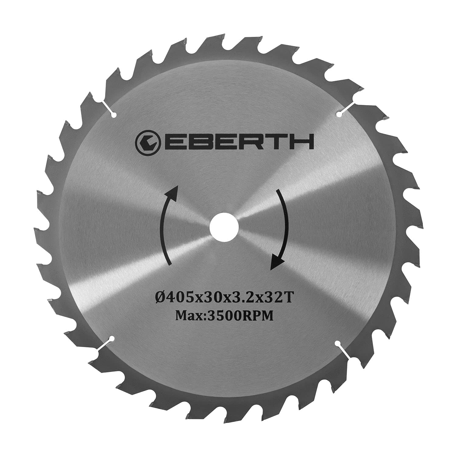 EBERTH Hoja de sierra circular disco de corte de madera de acero con para cortes en madera (405 mm de diámetro, 30 mm de perforación, 2,2 mm de grosor de hoja, 3,2 mm de anchura de corte, 32 dientes)