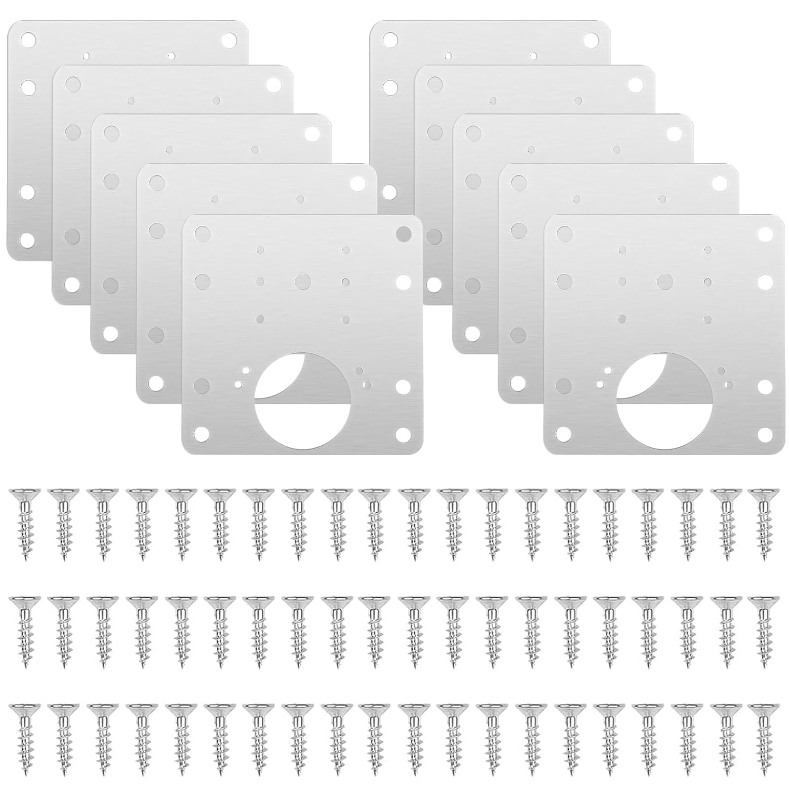 XLKJ 10PCS Hinge Repair Plate, Brackets, Hinge Repair Brackets with Screws, for Kitchen Cupboard Cabinets Door(9X9CM)