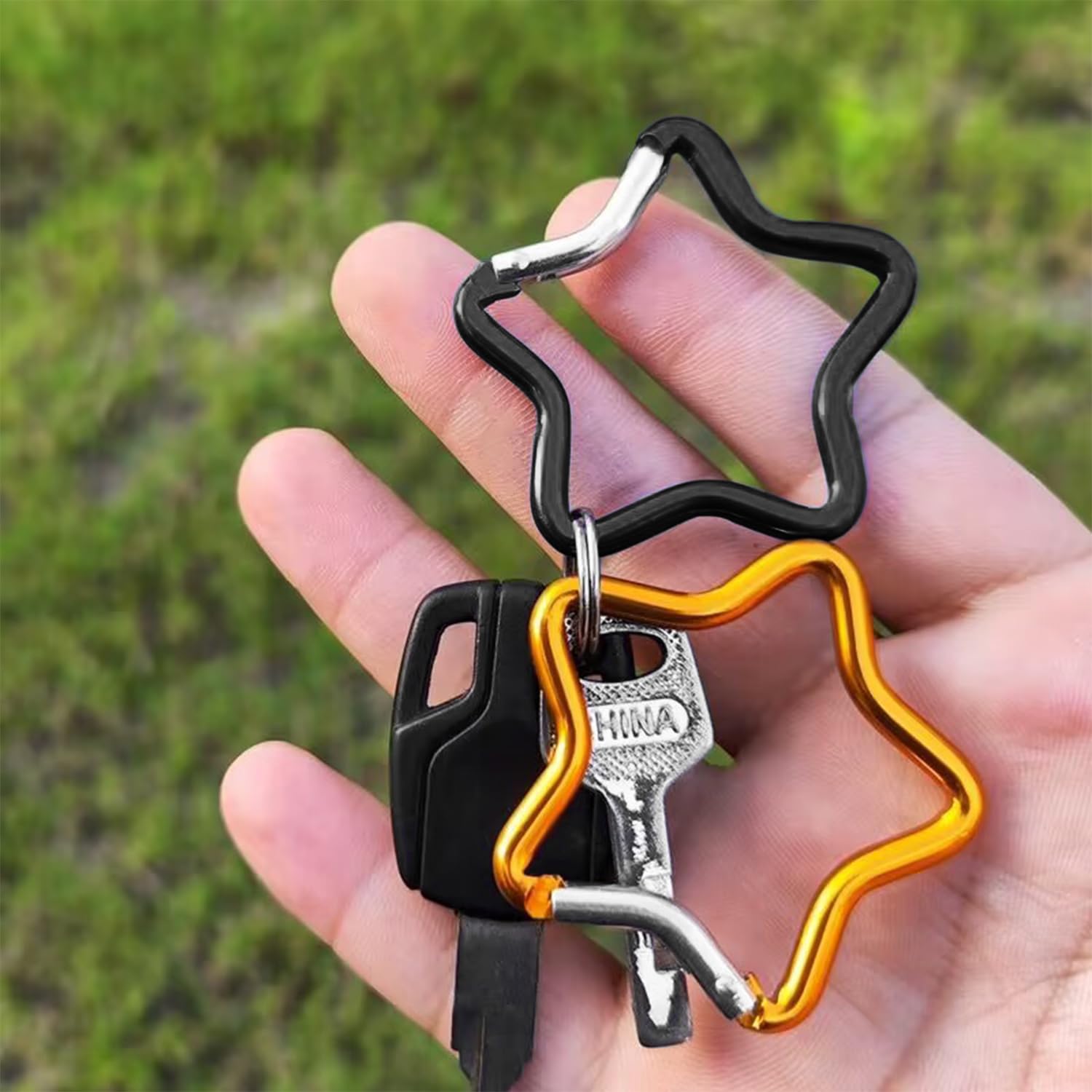 3 stuks karabijnhaken ster aluminium creatief design karabijnhaak metalen veer karabijnhaak sleutelhanger rugzakgespen doe-het-zelf camping accessoires