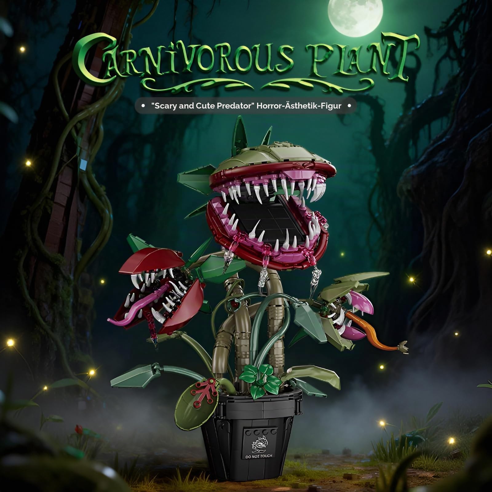 Piranha-Pflanze Audrey II Bausteine Bausatz (1118 Teile), DIY Little Shop of Horrors Fleischfressende Blumen Klemmbausteine, Horror Halloween Spielzeug Geschenk für Erwachsene, Filmfreunde