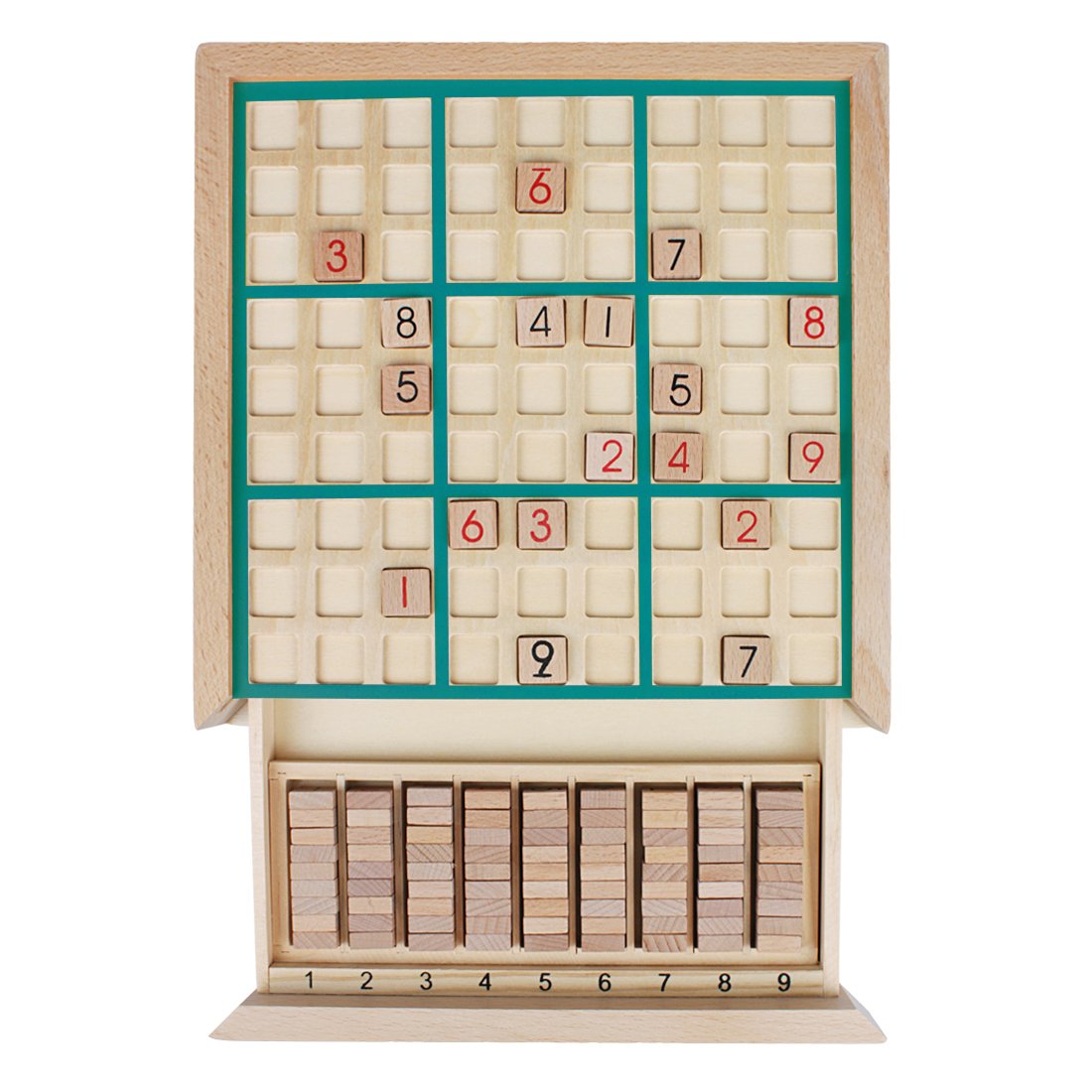 Andux Zone Sudoku Puzzle Board Game with Drawer Wooden Number SD-02 (Green) — image 1