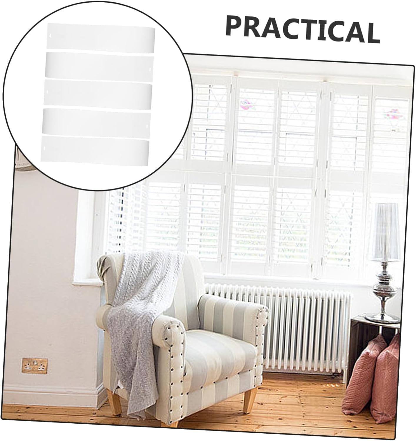 Alipis 5pcs White PVC Vertical Blind Replacement Slats Vertical Blinds Repair Kit for Doors and Windows Easy to Install