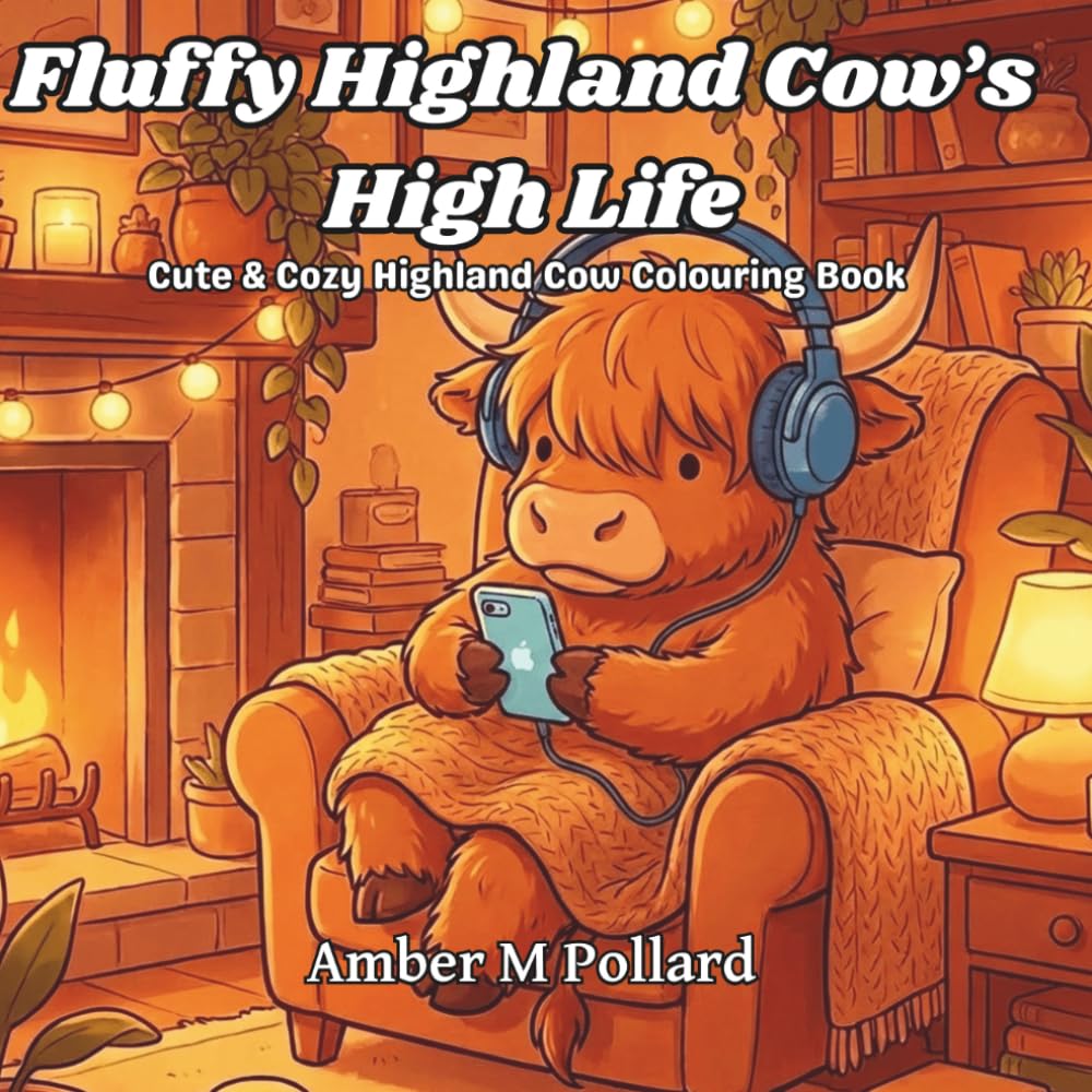 Fluffy Highland Cow’s High life: Cute & Cozy highland cow colouring book
