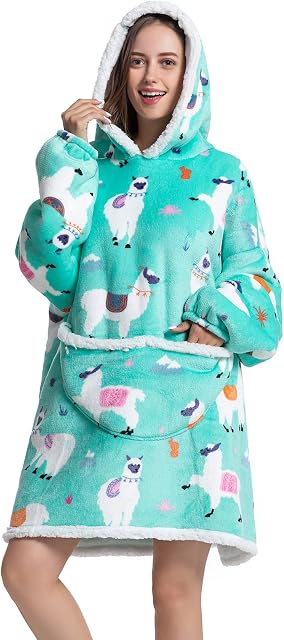 JOREAY Oversized Blanket Hoodie for Women Men, Snuggle Fleece Wearable Blanket, Sherpa Fluffy Giant Hooded Sweatshirt for Adults Teens