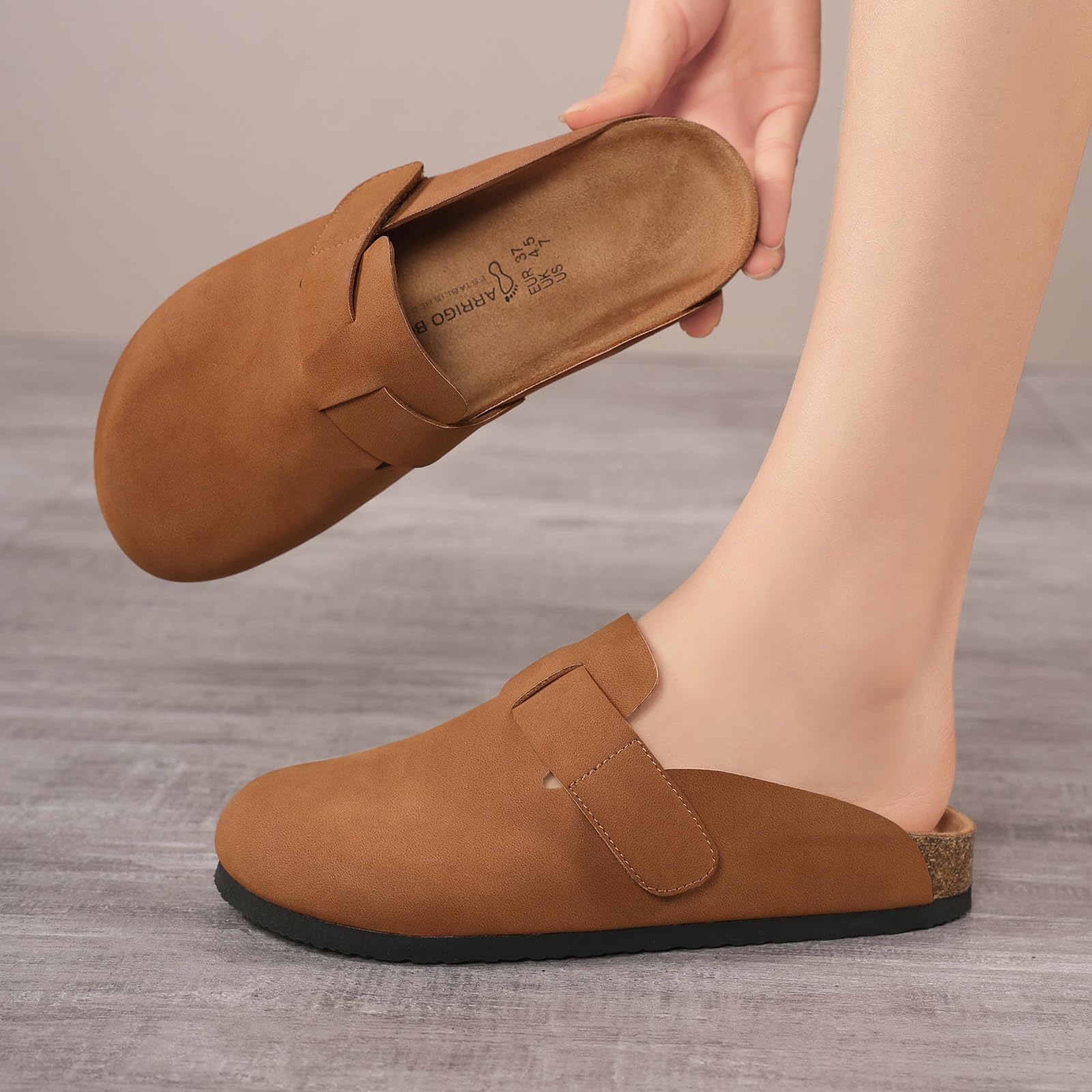 Mules et Sabots Femme Chaussons Cuir Fermé Sandales Confortable Pantoufles pour Intérieur et Extérieur EU36-41