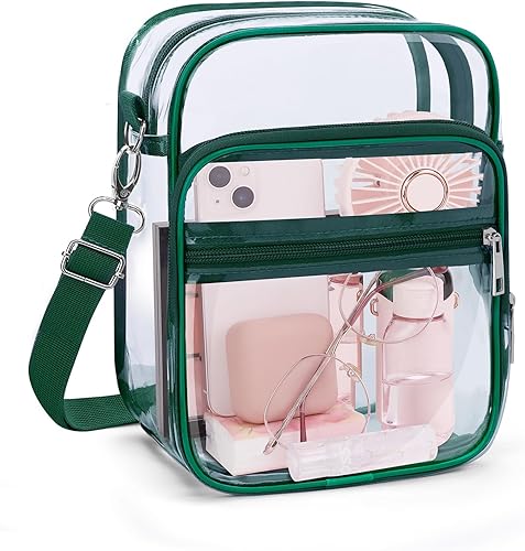 Miniatura 11 de Bolso cruzado transparente Blvornl con correa de hombro ajustable, bolso de PVC aprobado para estadios, bolso de mensajero Claro