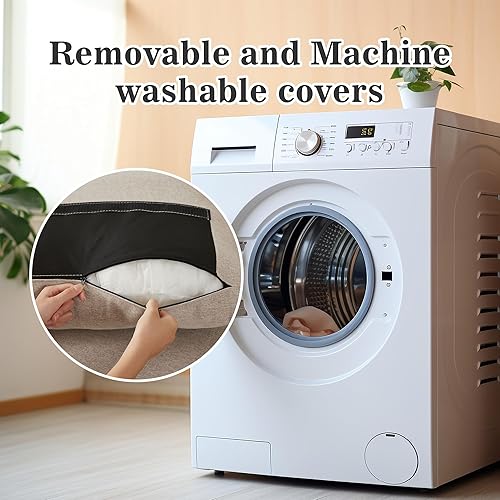 Miniatura 5 de Sofá modular convertible de 101 pulgadas, sofá moderno de tela de lino en forma de U con tumbonas reversibles y mesa auxiliar otomana, sofá de 4