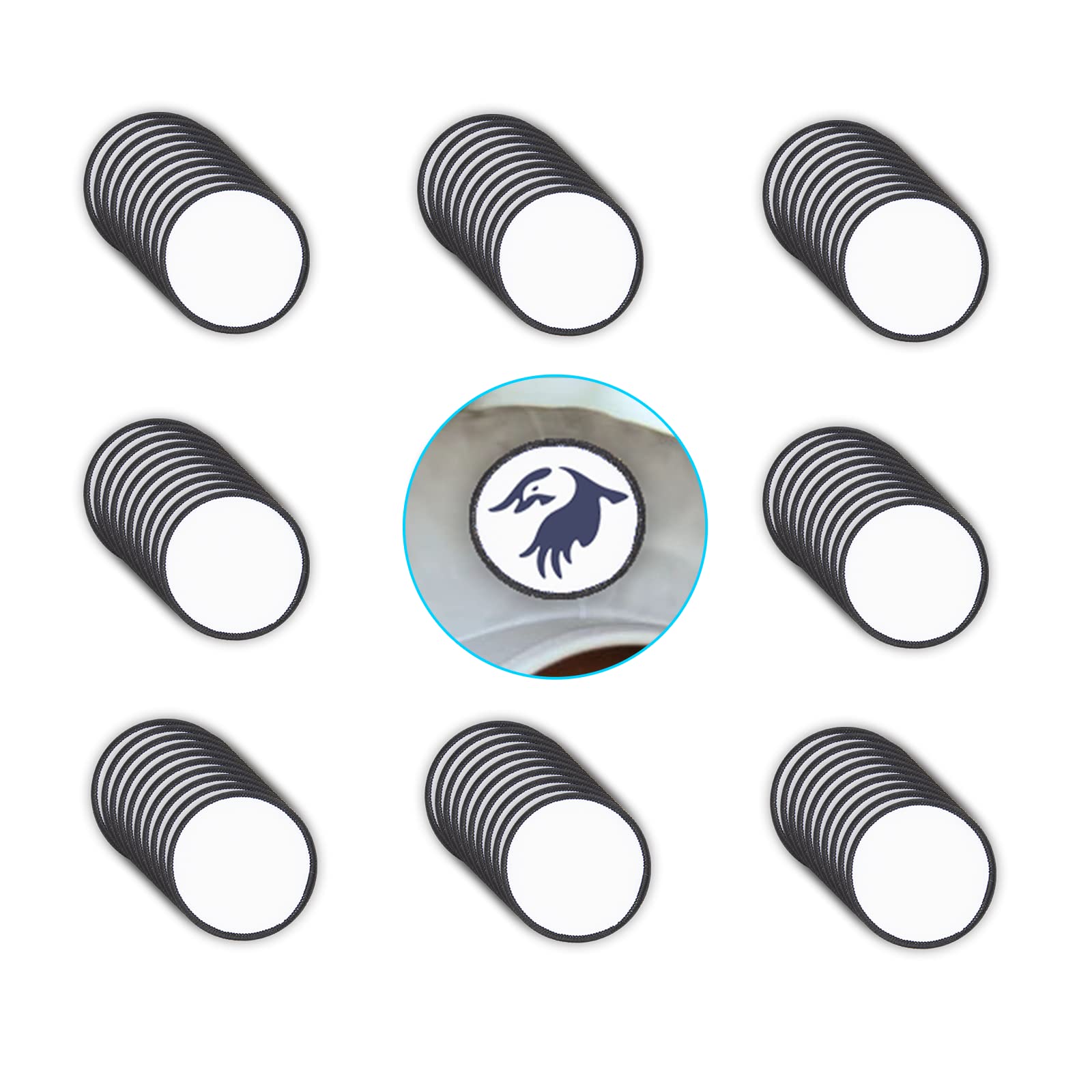 Gadjica90 PCs Sublimation Blanks Products, Round Shape Sublimation Patches Blank for Hats Backpack Uniforms (Round / 90PCs)