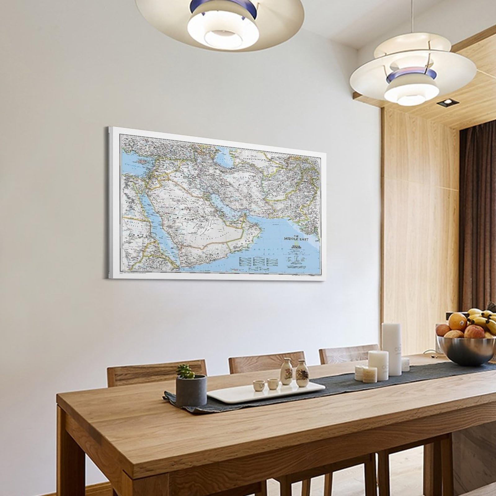 JONZA Poster Carte Du Moyen-Orient Classique Sur Toile - Décoration