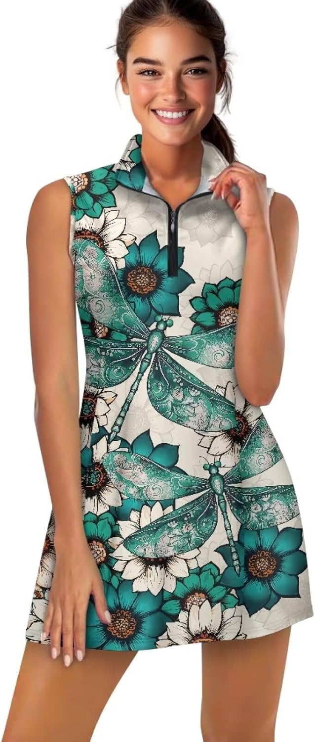 Golf Dress Tennis Dresses for Women with Built in Shorts and Pockets Sleeveless Athletic Dress Workout Dress - Image 2