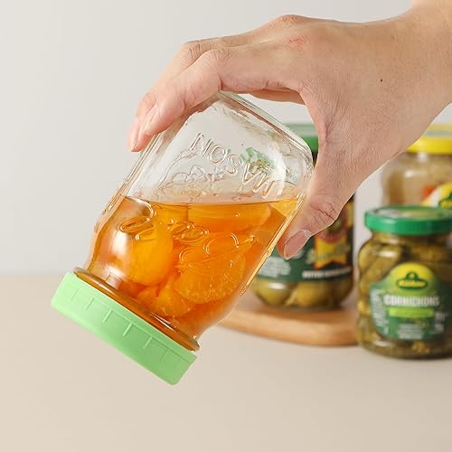 Miniatura 9 de Paquete de 12 tapas para tarros de masón de boca regular para bolas, Kerr y más, tapas de almacenamiento de plástico multicolor para tarros de