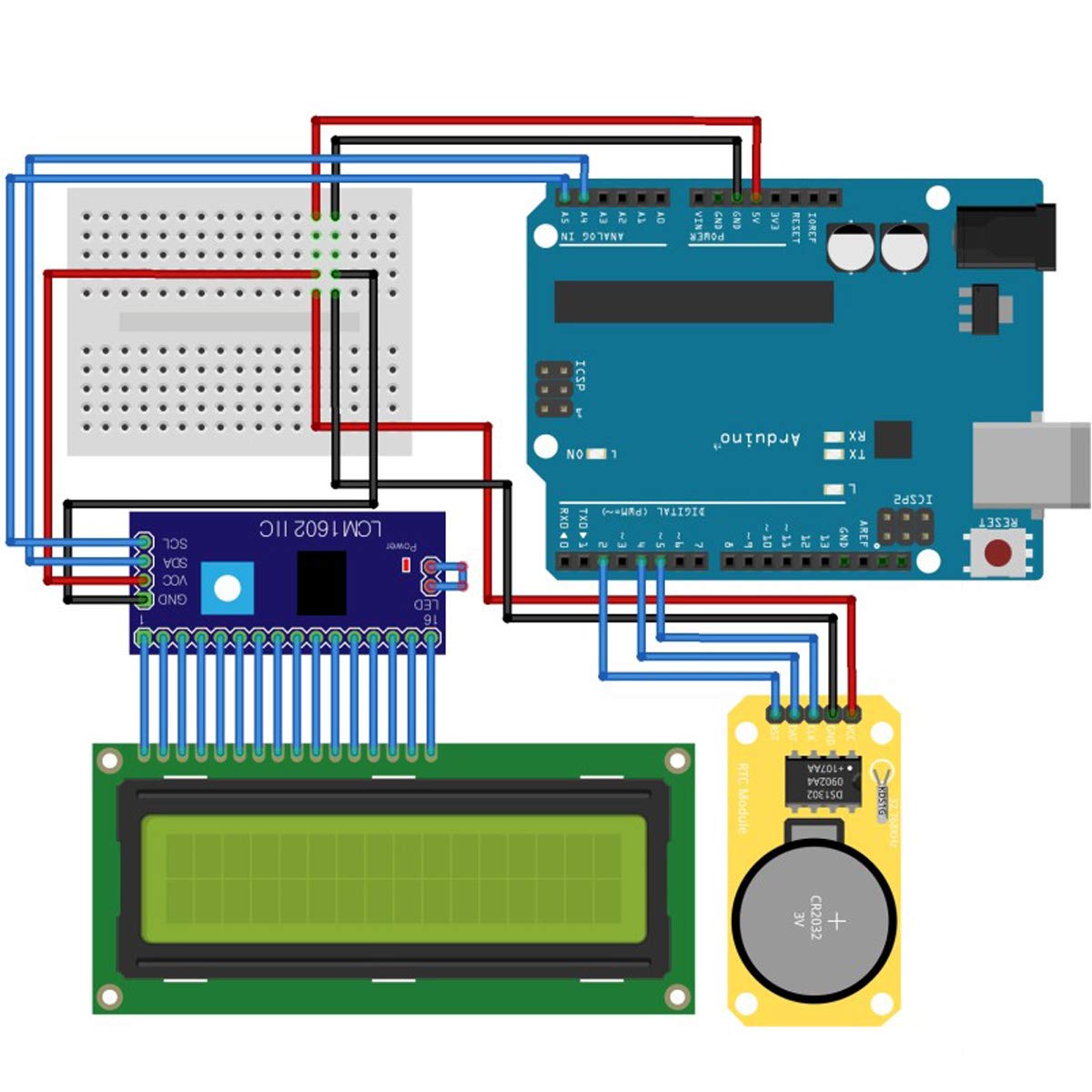 5 piezas DS1302 Módulo de reloj en tiempo real Desarrollo de alta precisión Verde con cable Dupont macho y hembra para Arduino AVR ARM