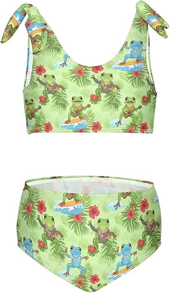 Girls Bikini Summer Two-Piece Swimwear Cute Frogs Girls Bathing Suits Size 9-10