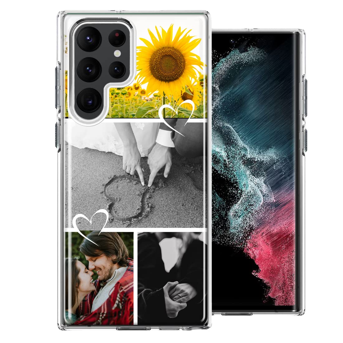 MUNDAZE Personalized Collage Custom Photo Case for Samsung Galaxy S22 Ultra 5G - Design Your Own Collage Photo Multiple Pictures Phone Case