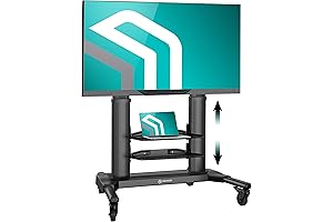 Movable Height-Adjustable TV Cart with Wheels, Mobile TV Stand for 40-80 inch...