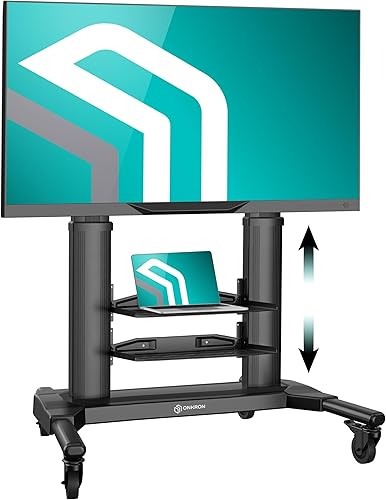 ONKRON Soporte de TV móvil con ruedas, soporte de TV con ruedas para televisores de pantalla LED LCD plana o curvada de 40 a 80 pulgadas de hasta