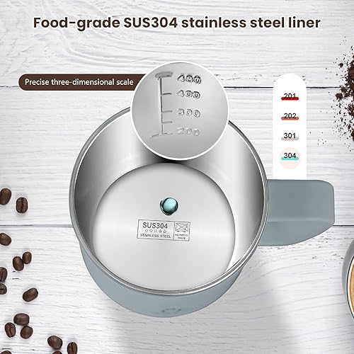 Miniatura 4 de Taza de café de viaje de acero inoxidable con aislamiento de doble pared de 16.9 fl oz con asa y tapa deslizante, taza de café térmica, taza de café