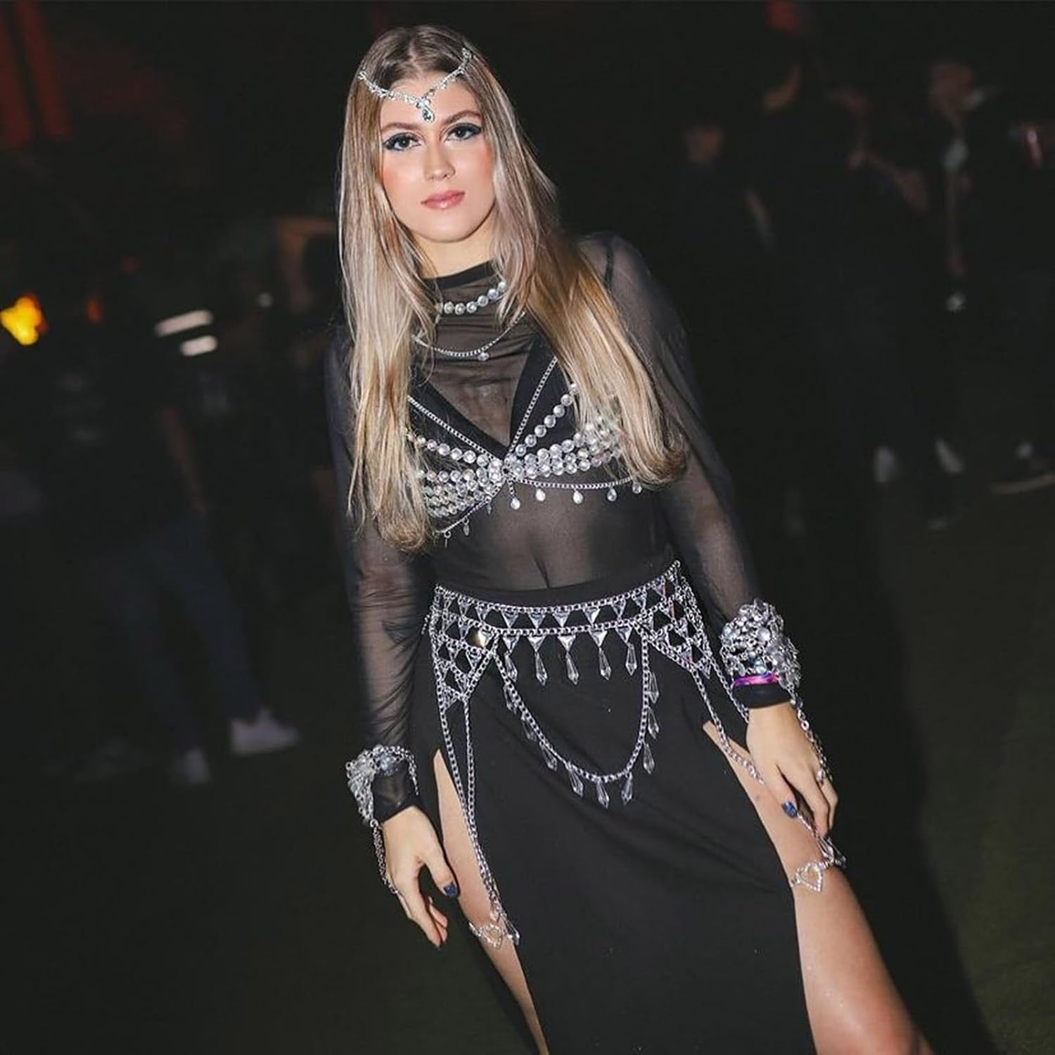 Practical Waist and Chest Chain Ensembles Fashion Accessory Portable for Nightclubs and Stage Daily Use Festival Body Chain Suit image 5