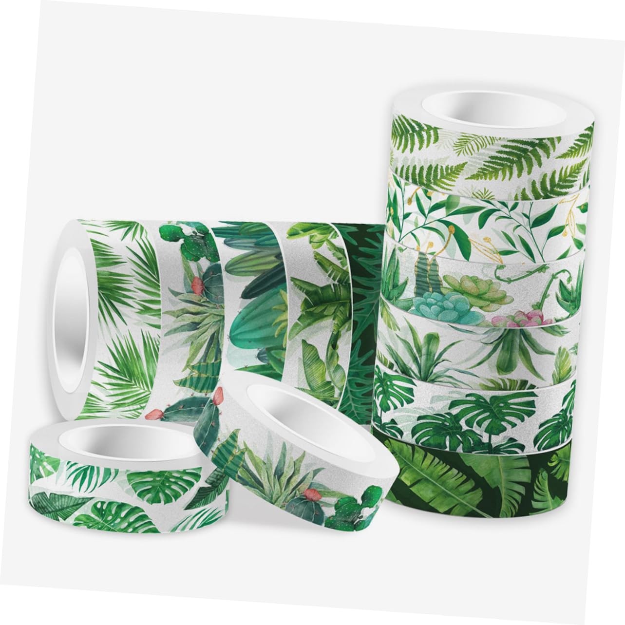 48rotoli Nastro Washi Verde Motivi Per Scrapbooking e Decorazioni Fai Da Te Per Regali e Materiale Cancelleria