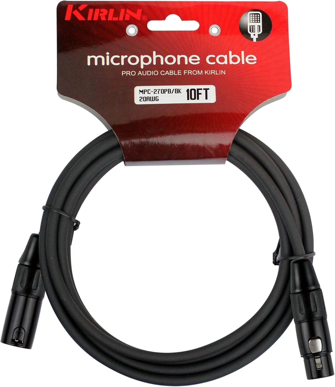 KIRLIN Cable MPC Microphone Cable, XLR, Black, 6FT (MPC-270PB-06/BK) : Musical Instruments