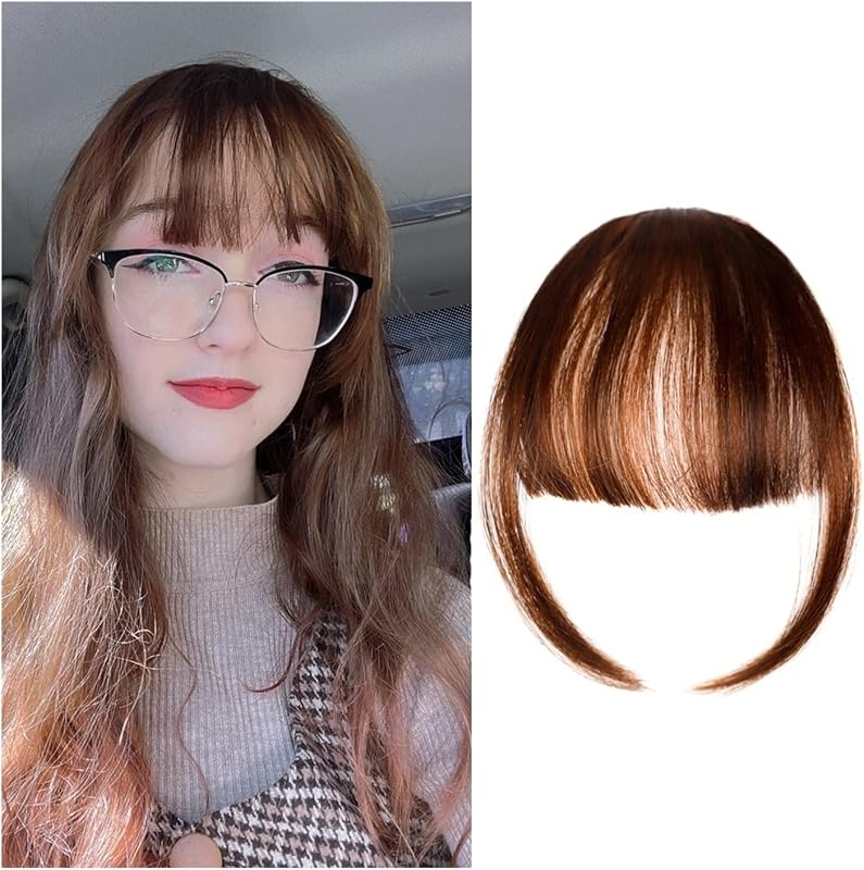 Bangs Fake Invisible Synthetic Bangs Front Fringes One Piece Straight Clip in Hair pieces Hair Extensions 3D-neat Flat Air Bangs Fake Hair Accessories Bangs Hair Clip ( Size : 2 pcs , Color : K18 2M30