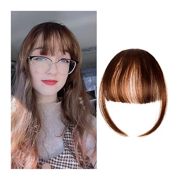 Bangs Fake Invisible Synthetic Bangs Front Fringes One Piece Straight Clip in Hair pieces Hair Extensions 3D-neat Flat Air Bangs Fake Hair Accessories Bangs Hair Clip  Size 1 pcs , Color K18 2M30