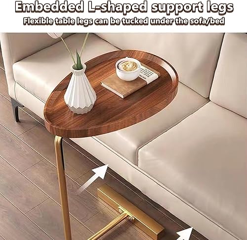 Miniatura 6 de Yhucertk Mesa auxiliar en forma de C, mesa auxiliar pequeña, mesa auxiliar de mesa C, mesas de sofá que se deslizan por debajo, mesa auxiliar